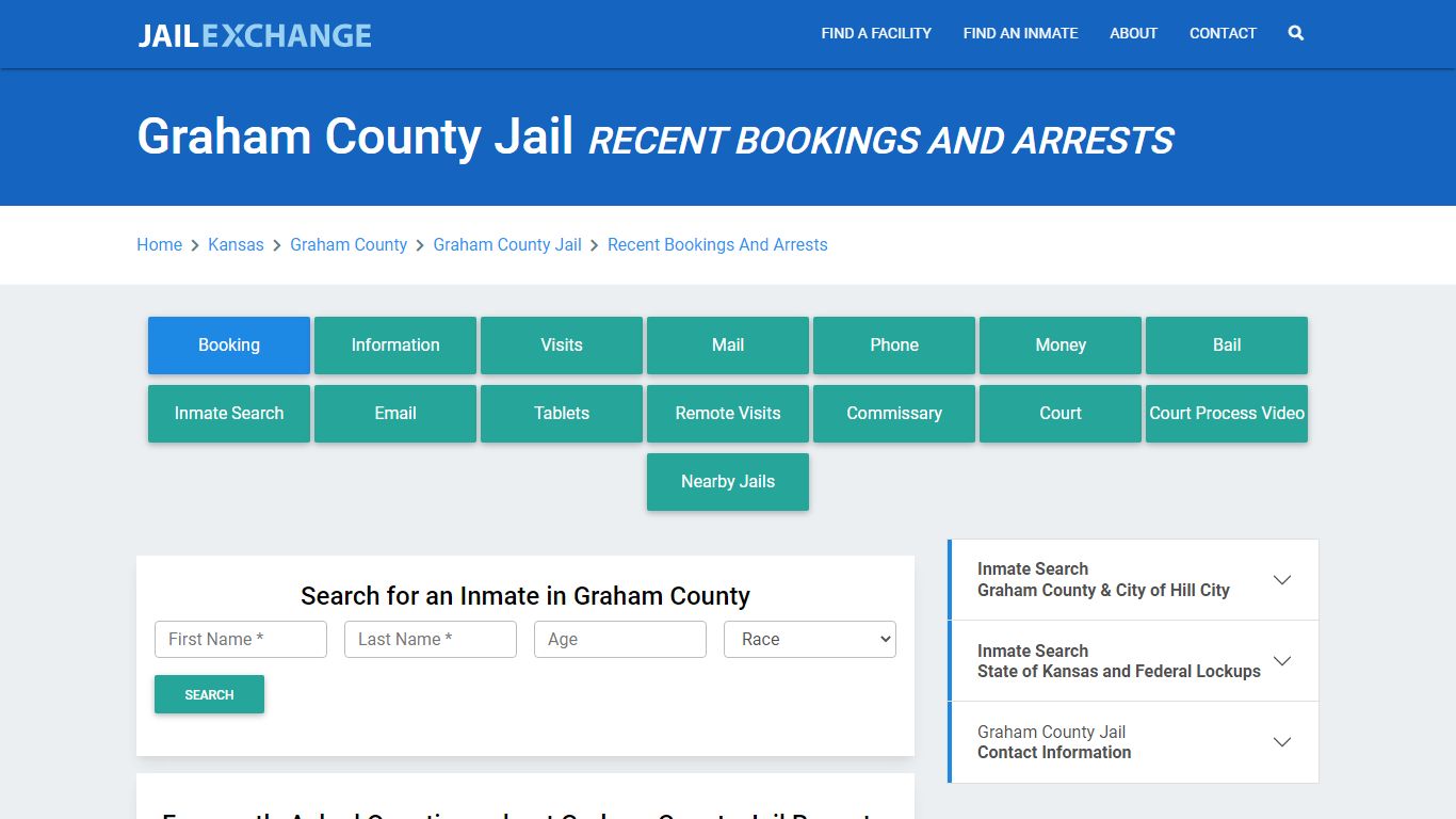 Graham County Jail KS Recent Arrests and Bookings - Jail Exchange