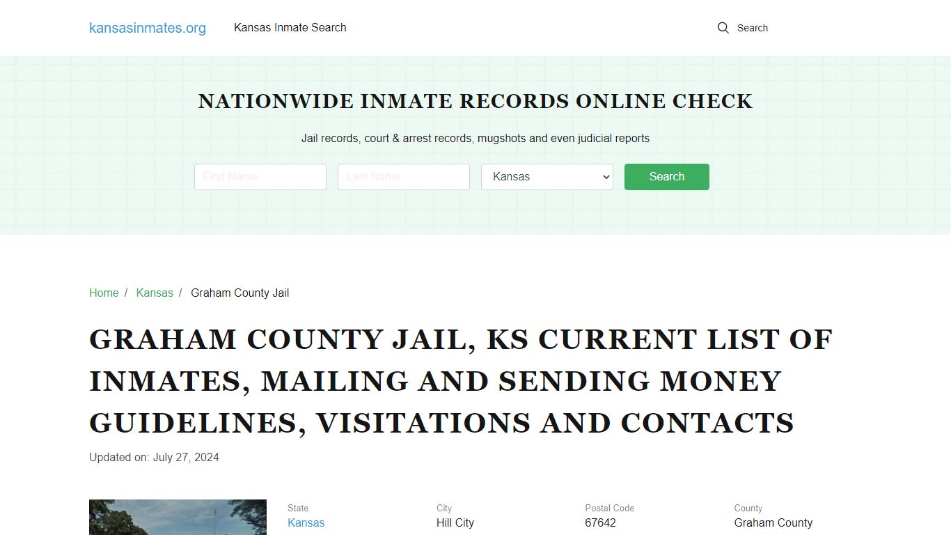 Graham County Jail, KS: Offender Locator, Visitation & Contact Info
